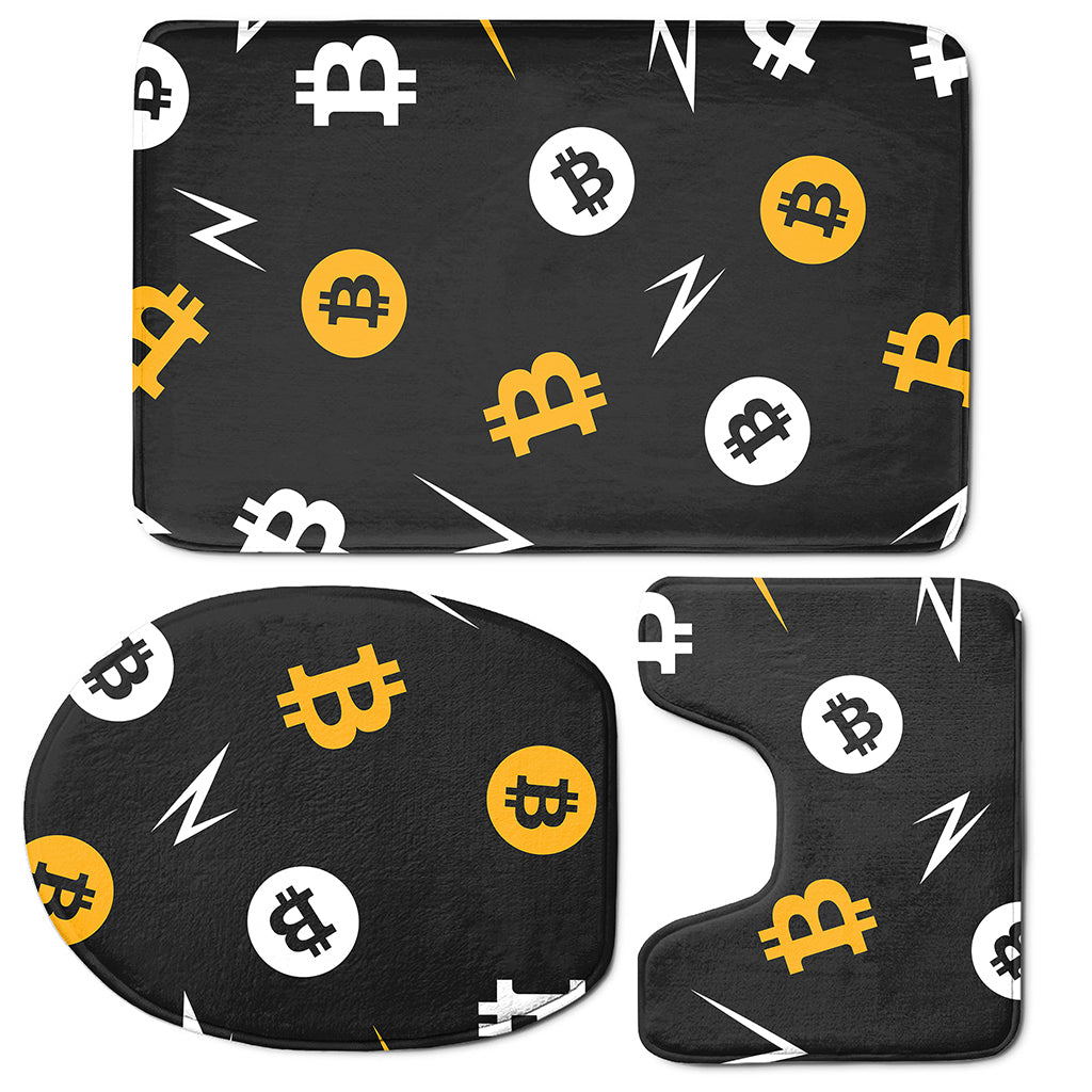 Bitcoin Symbol Pattern Print 3 Piece Bath Mat Set