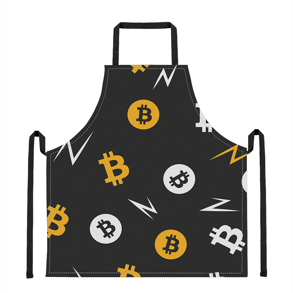 Bitcoin Symbol Pattern Print Apron