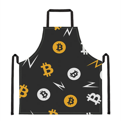 Bitcoin Symbol Pattern Print Apron