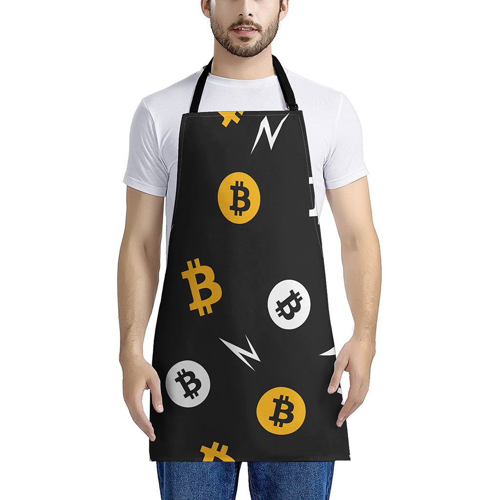 Bitcoin Symbol Pattern Print Apron