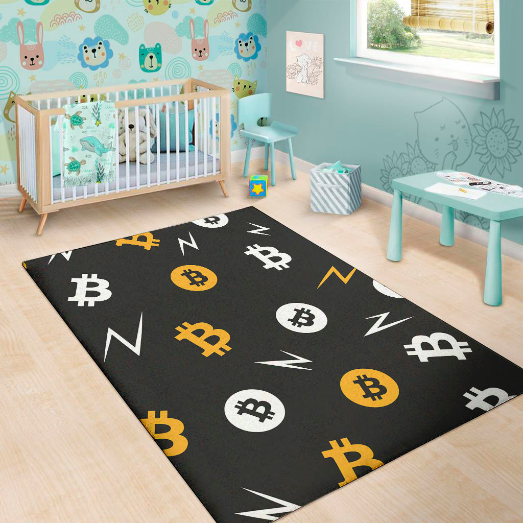 Bitcoin Symbol Pattern Print Area Rug