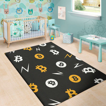 Bitcoin Symbol Pattern Print Area Rug