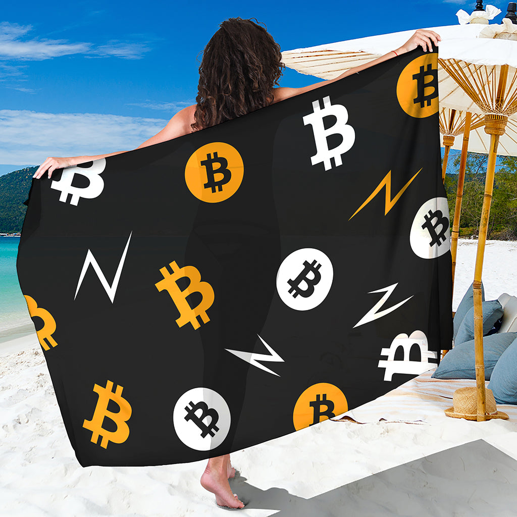 Bitcoin Symbol Pattern Print Beach Sarong Wrap