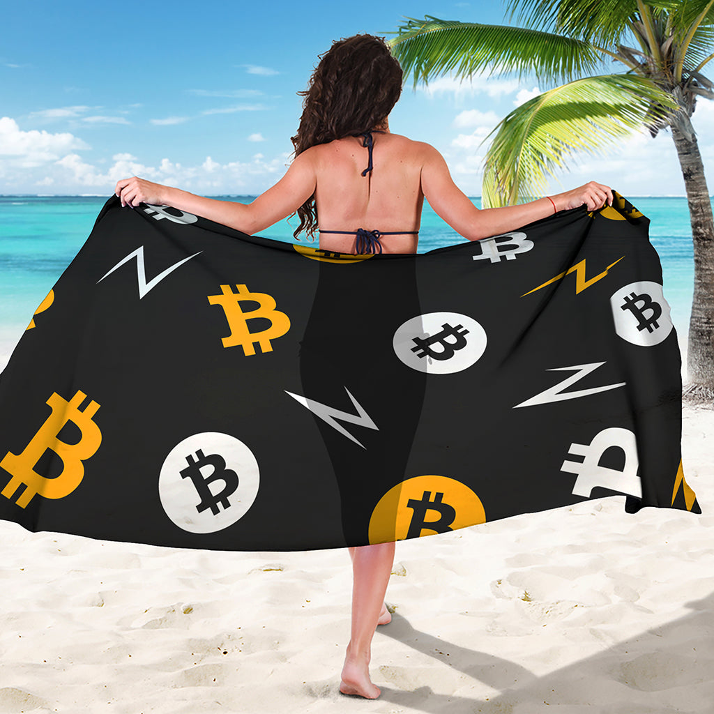 Bitcoin Symbol Pattern Print Beach Sarong Wrap