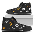 Bitcoin Symbol Pattern Print Black High Top Sneakers
