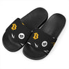 Bitcoin Symbol Pattern Print Black Slide Sandals