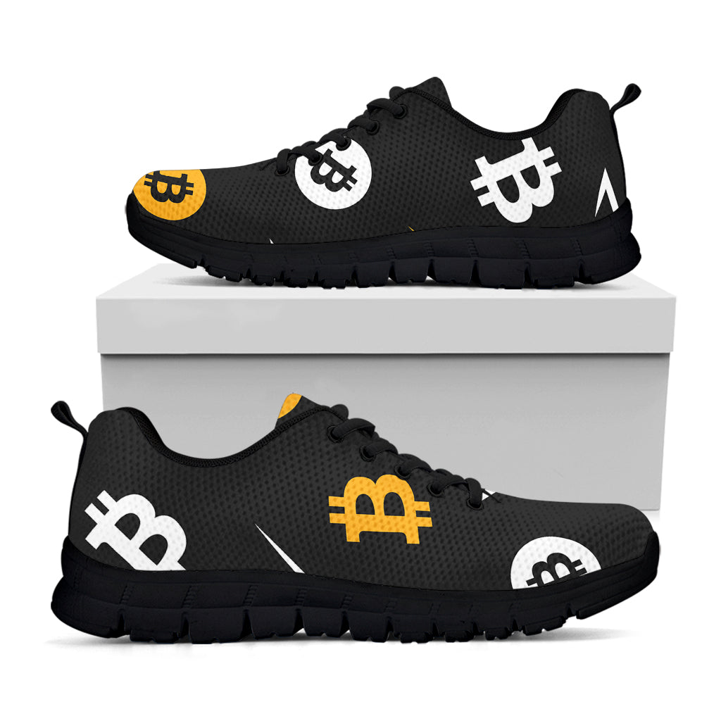 Bitcoin Symbol Pattern Print Black Sneakers