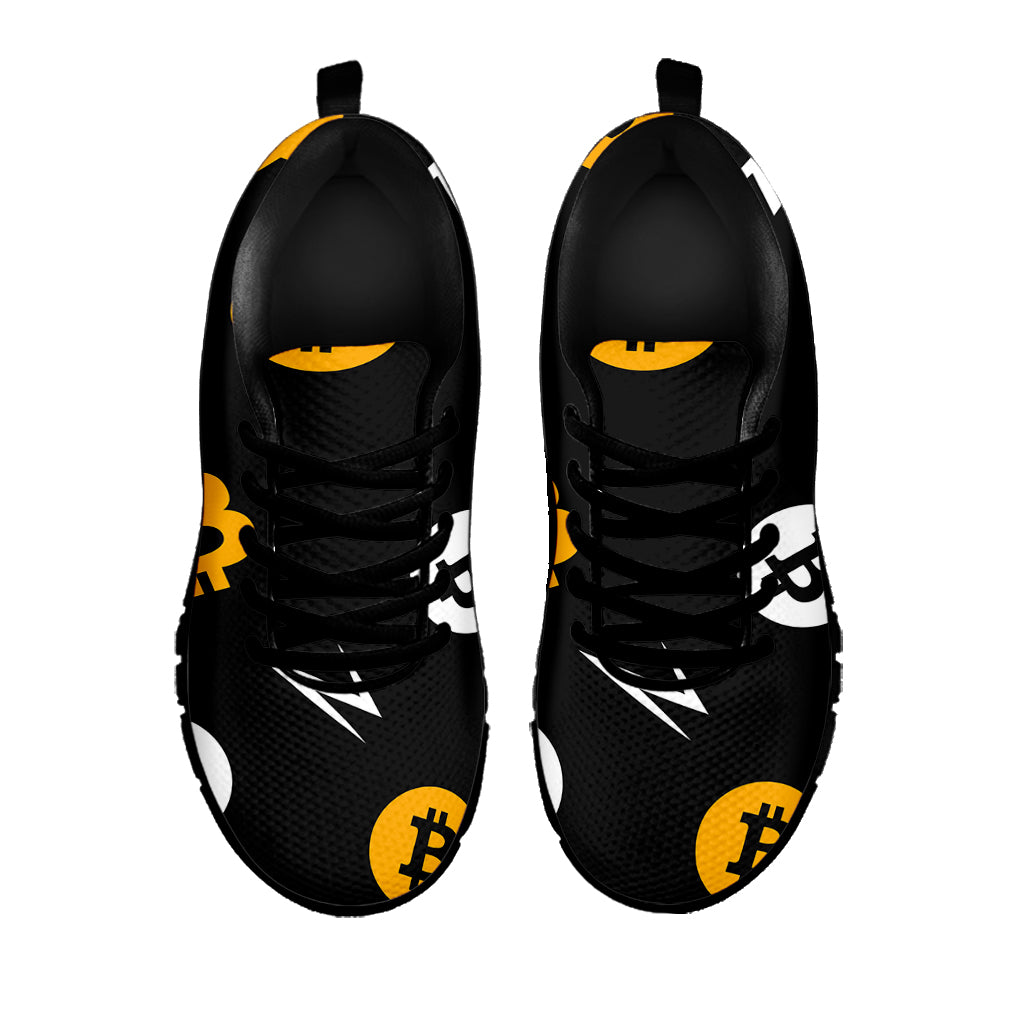 Bitcoin Symbol Pattern Print Black Sneakers