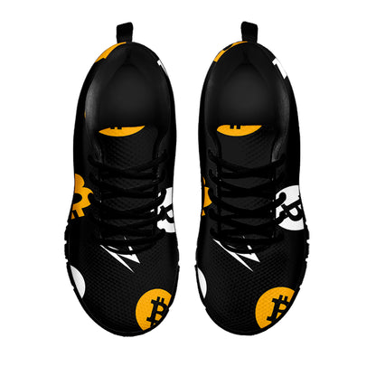 Bitcoin Symbol Pattern Print Black Sneakers