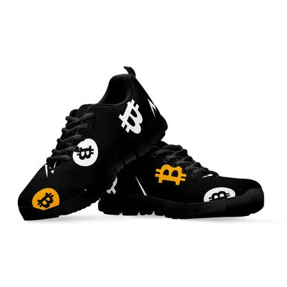 Bitcoin Symbol Pattern Print Black Sneakers