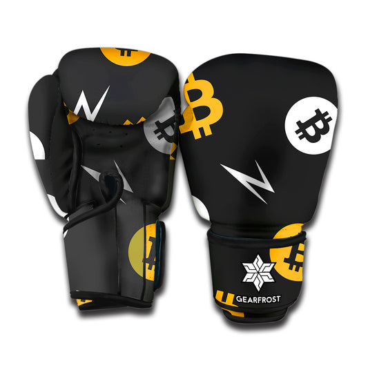 Bitcoin Symbol Pattern Print Boxing Gloves