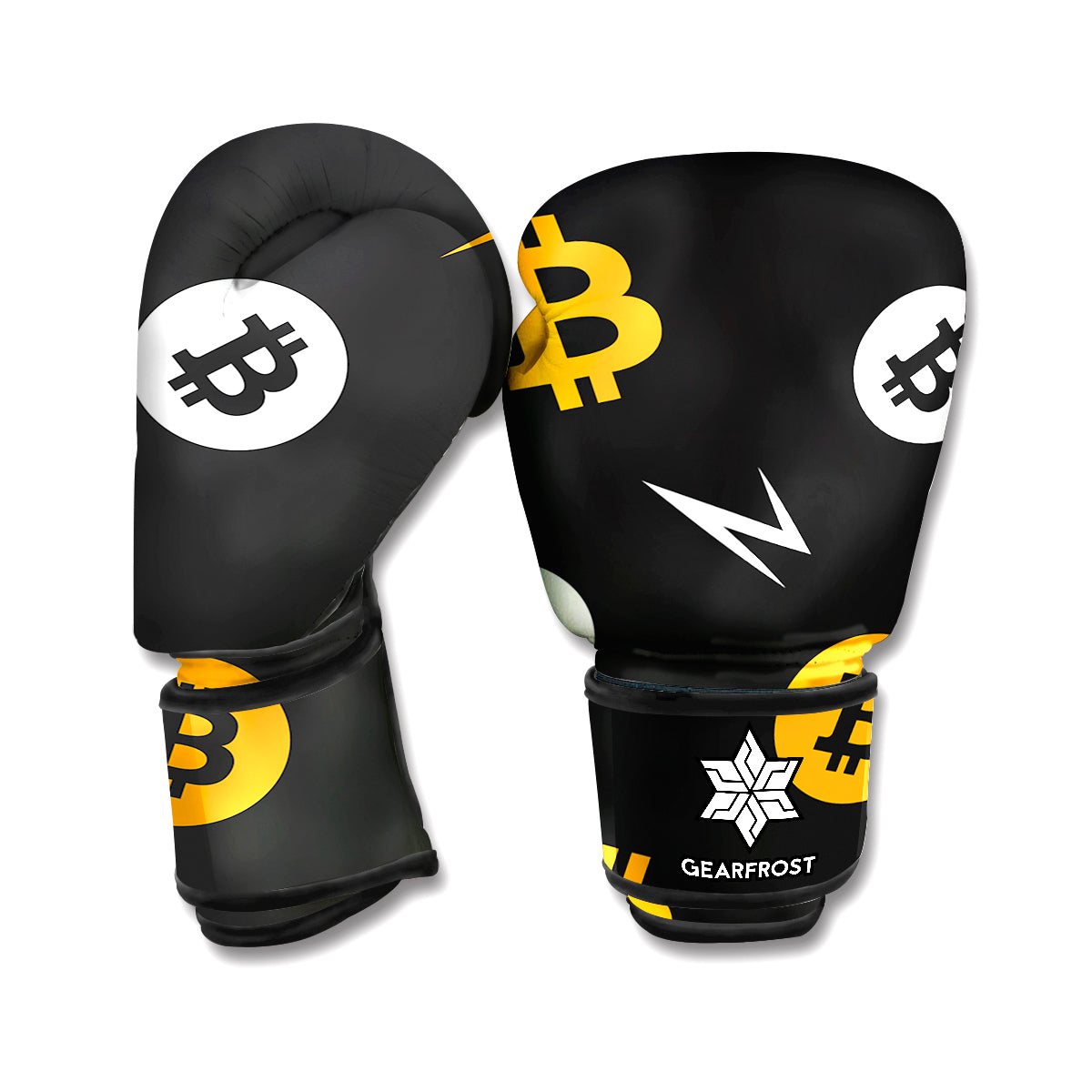 Bitcoin Symbol Pattern Print Boxing Gloves