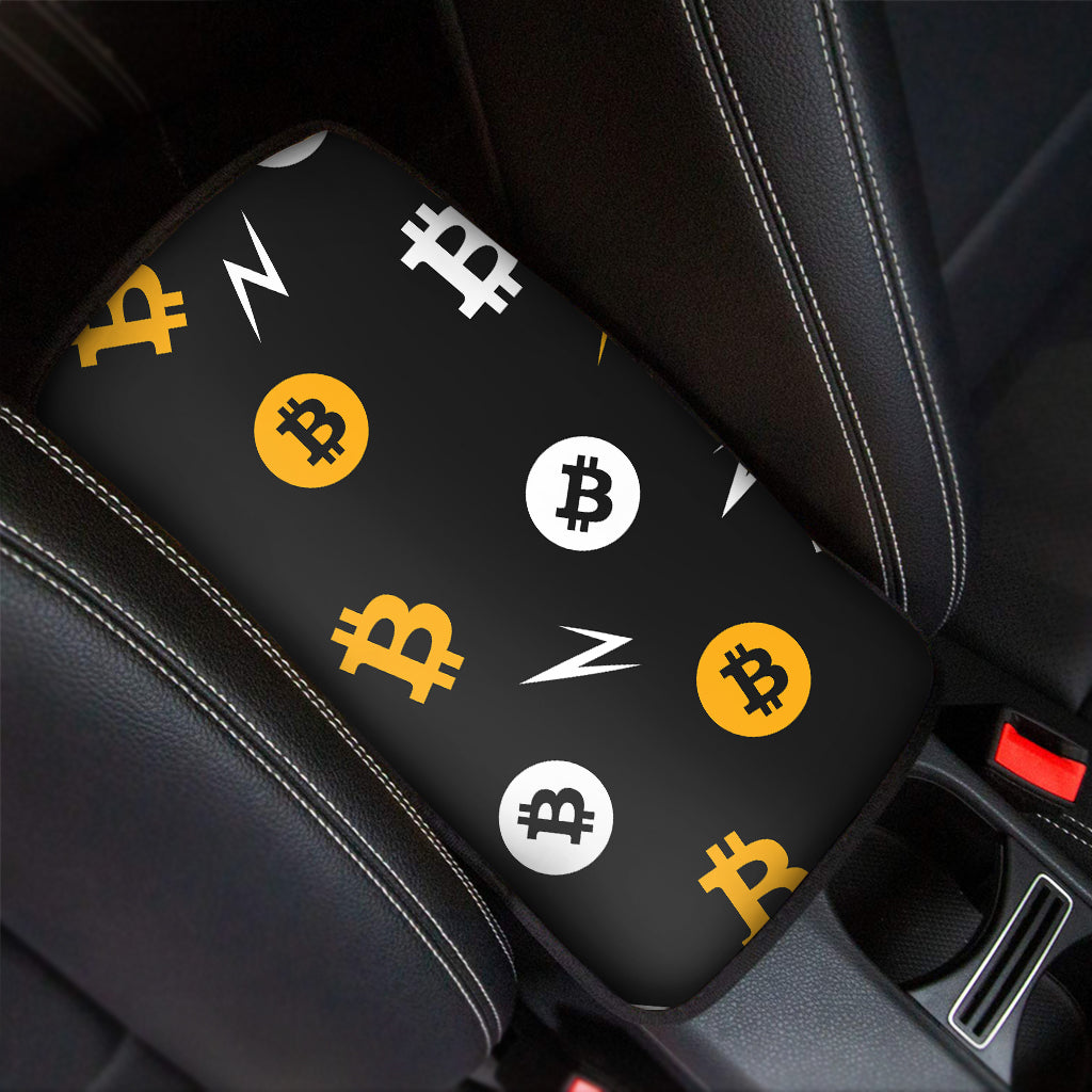 Bitcoin Symbol Pattern Print Car Center Console Cover