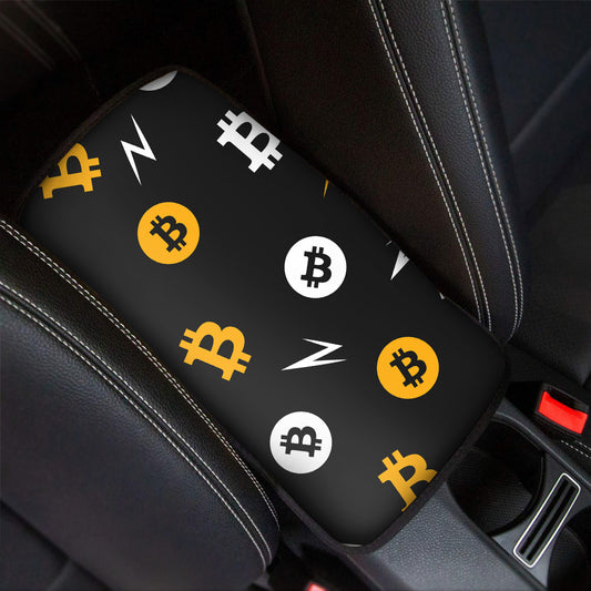 Bitcoin Symbol Pattern Print Car Center Console Cover