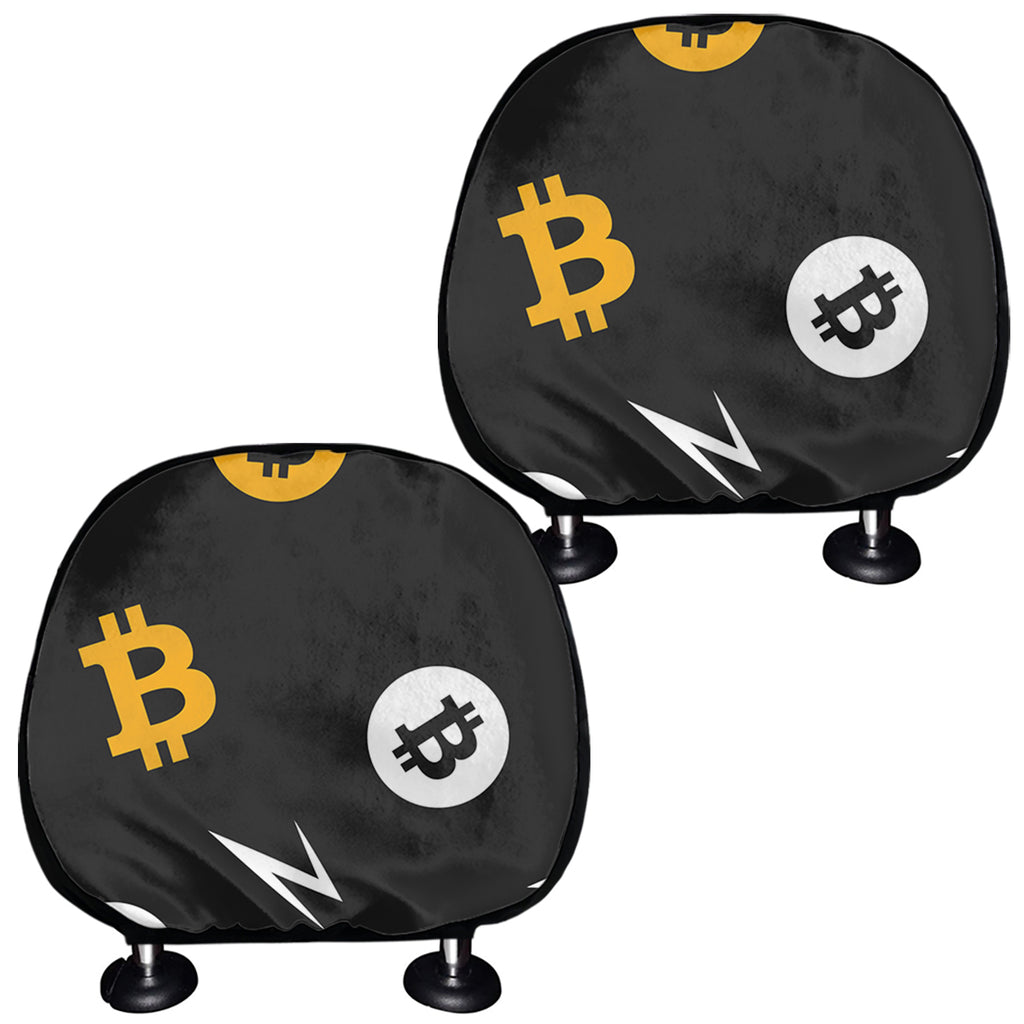 Bitcoin Symbol Pattern Print Car Headrest Covers