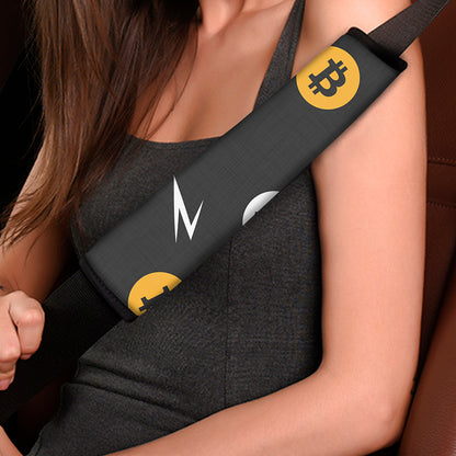 Bitcoin Symbol Pattern Print Car Seat Belt Covers