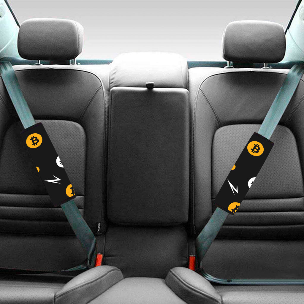 Bitcoin Symbol Pattern Print Car Seat Belt Covers
