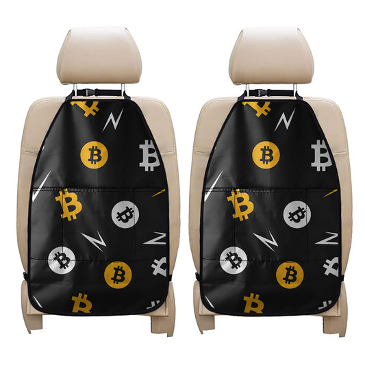 Bitcoin Symbol Pattern Print Car Seat Organizers