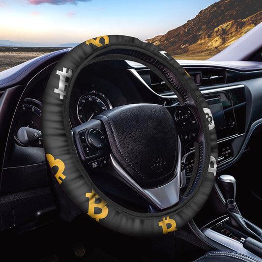 Bitcoin Symbol Pattern Print Car Steering Wheel Cover