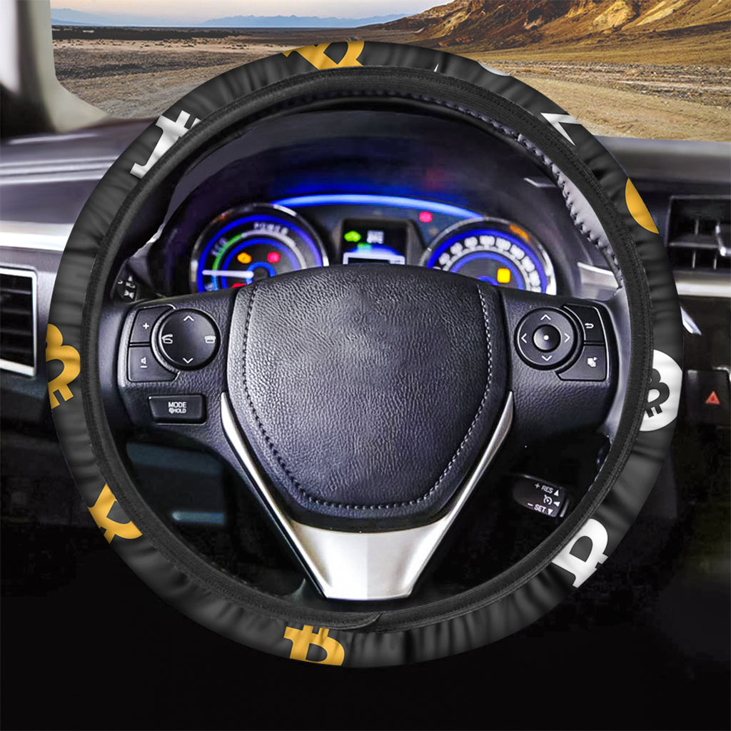 Bitcoin Symbol Pattern Print Car Steering Wheel Cover