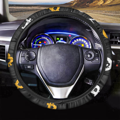 Bitcoin Symbol Pattern Print Car Steering Wheel Cover