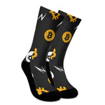 Bitcoin Symbol Pattern Print Crew Socks