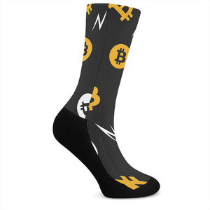 Bitcoin Symbol Pattern Print Crew Socks