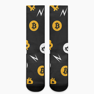 Bitcoin Symbol Pattern Print Crew Socks