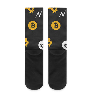 Bitcoin Symbol Pattern Print Crew Socks