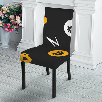 Bitcoin Symbol Pattern Print Dining Chair Slipcover