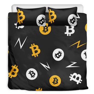 Bitcoin Symbol Pattern Print Duvet Cover Bedding Set