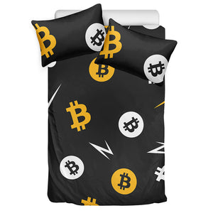 Bitcoin Symbol Pattern Print Duvet Cover Bedding Set