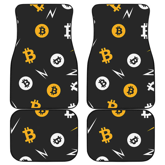 Bitcoin Symbol Pattern Print Front and Back Car Floor Mats