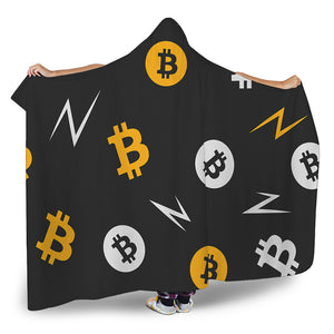 Bitcoin Symbol Pattern Print Hooded Blanket