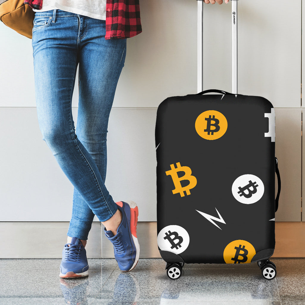 Bitcoin Symbol Pattern Print Luggage Cover