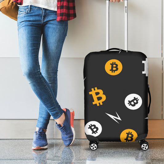 Bitcoin Symbol Pattern Print Luggage Cover