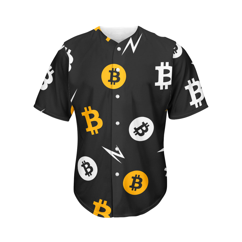 Bitcoin Symbol Pattern Print Men's Baseball Jersey