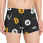 Bitcoin Symbol Pattern Print Men's Boxer Briefs