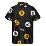 Bitcoin Symbol Pattern Print Men's Short Sleeve Shirt
