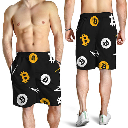 Bitcoin Symbol Pattern Print Men's Shorts
