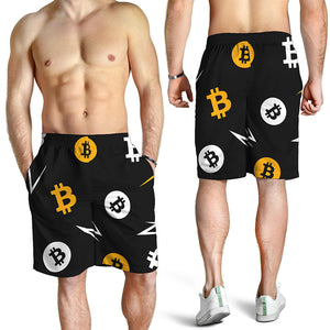 Bitcoin Symbol Pattern Print Men's Shorts