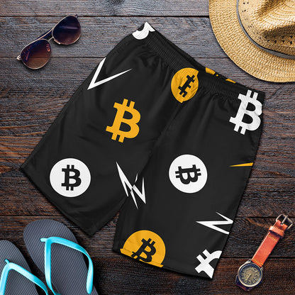 Bitcoin Symbol Pattern Print Men's Shorts