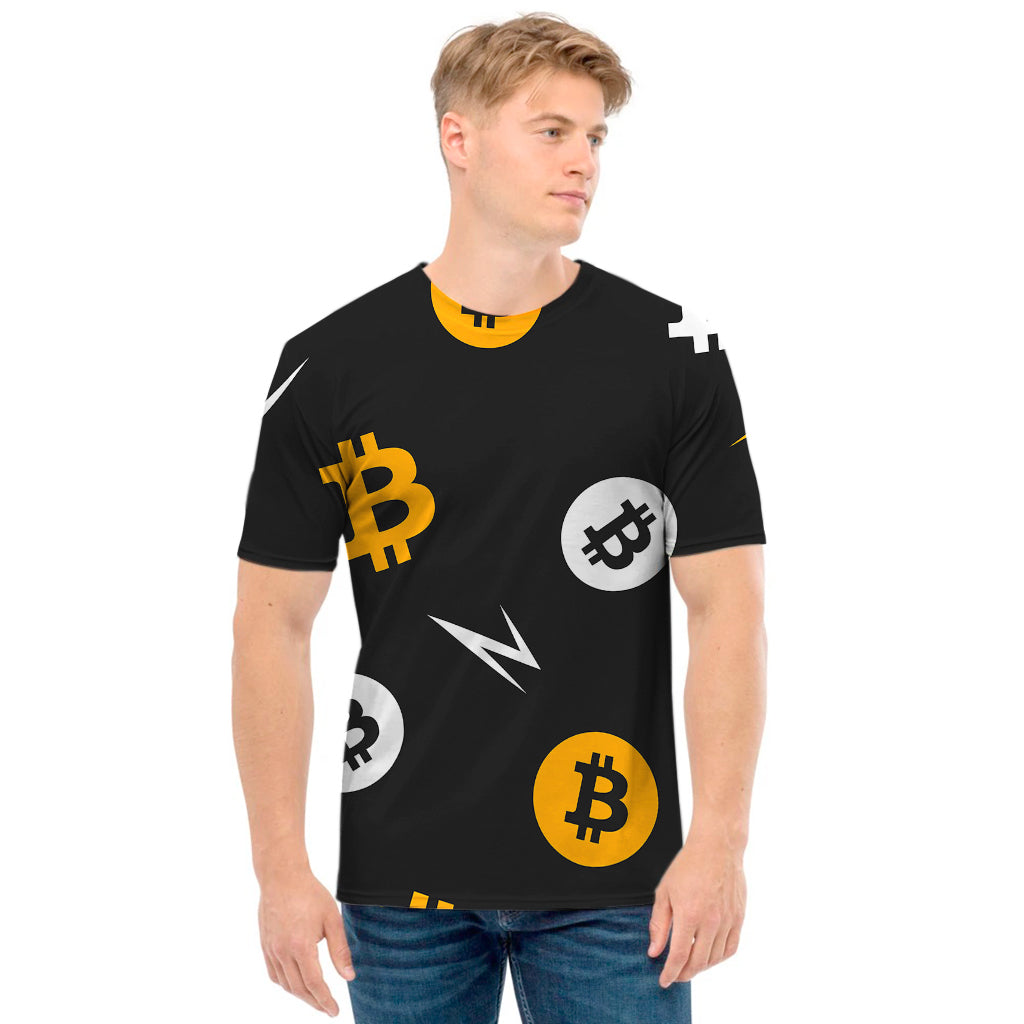 Bitcoin Symbol Pattern Print Men's T-Shirt