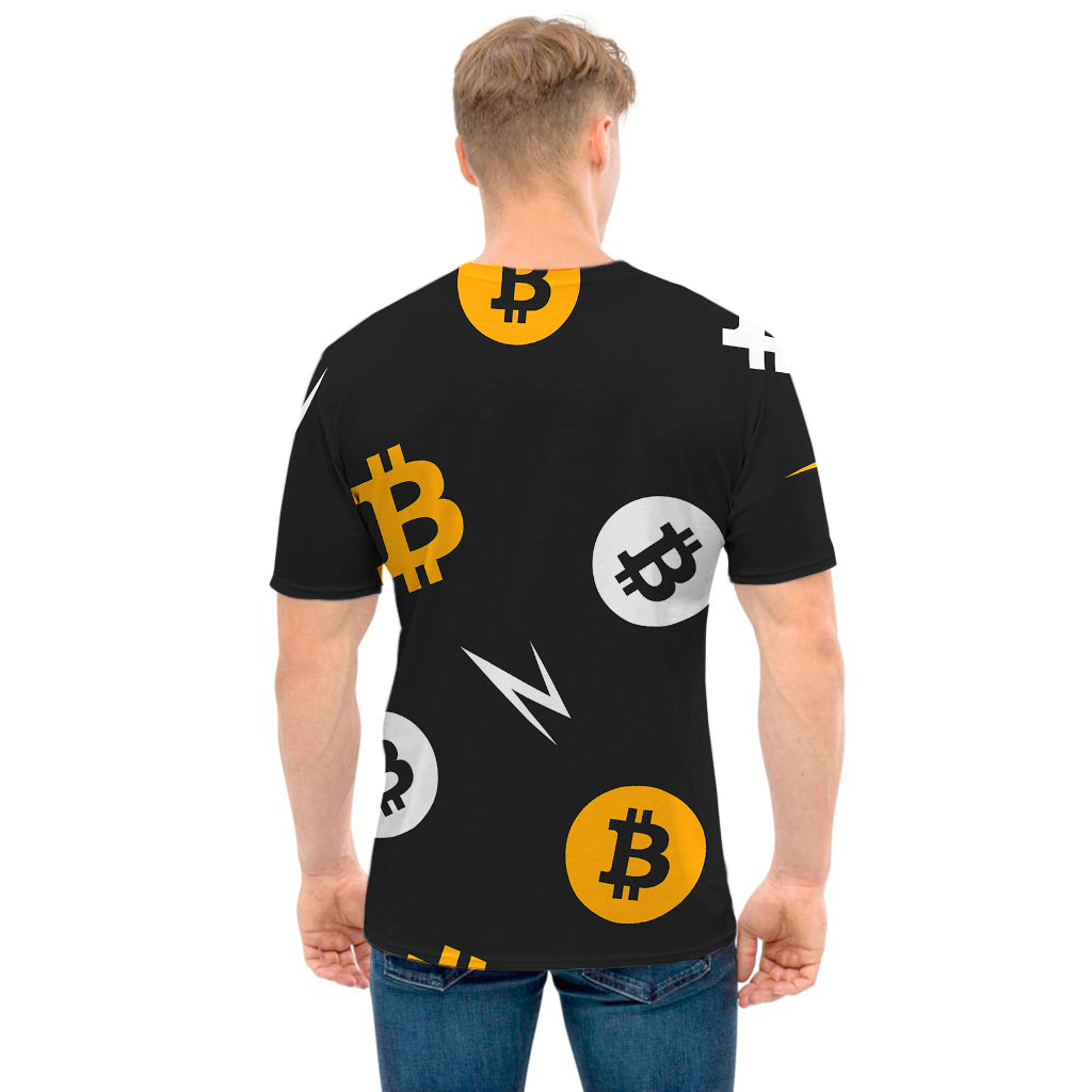 Bitcoin Symbol Pattern Print Men's T-Shirt