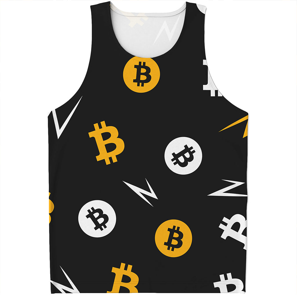 Bitcoin Symbol Pattern Print Men's Tank Top