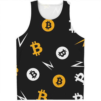 Bitcoin Symbol Pattern Print Men's Tank Top