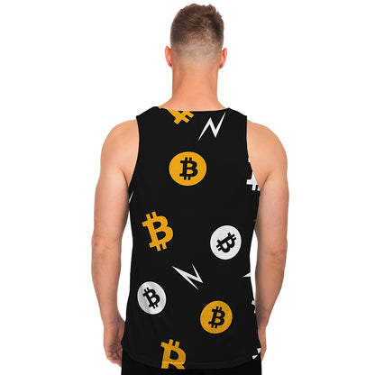 Bitcoin Symbol Pattern Print Men's Tank Top