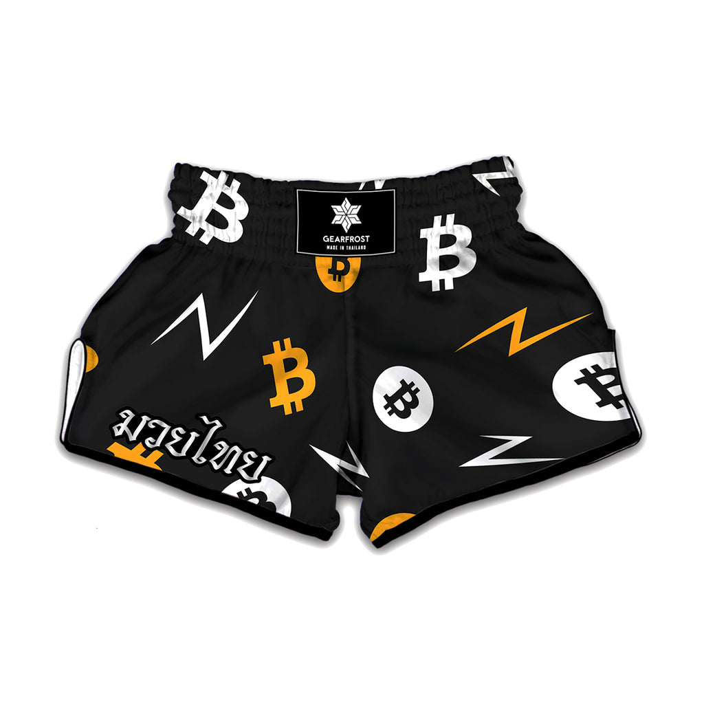 Bitcoin Symbol Pattern Print Muay Thai Boxing Shorts