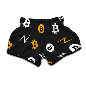 Bitcoin Symbol Pattern Print Muay Thai Boxing Shorts