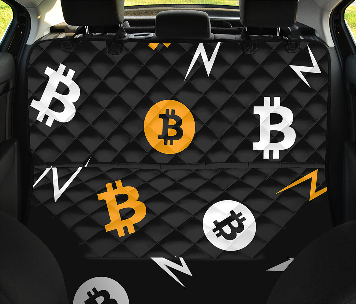 Bitcoin Symbol Pattern Print Pet Car Back Seat Cover
